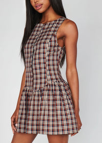 SHOW ME YOUR MUMU MEESTER MINI DRESS - SADDLE PLAID
