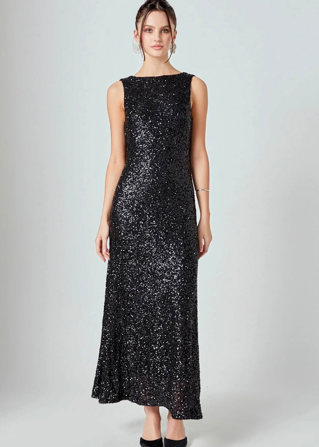 knee length dresses for ladies Flowing, Sequin Midi Dress – Petals And Promises Prom