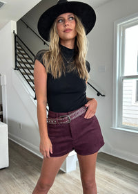 MISS YOU MORE SUEDE SHORTS