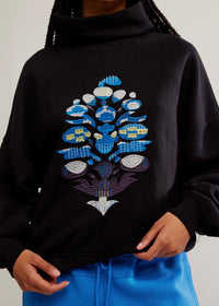 FREE PEOPLE MOVEMENT ON YOUR MARK LOGO MOCK NECK PULLOVER - BLACK COMBO