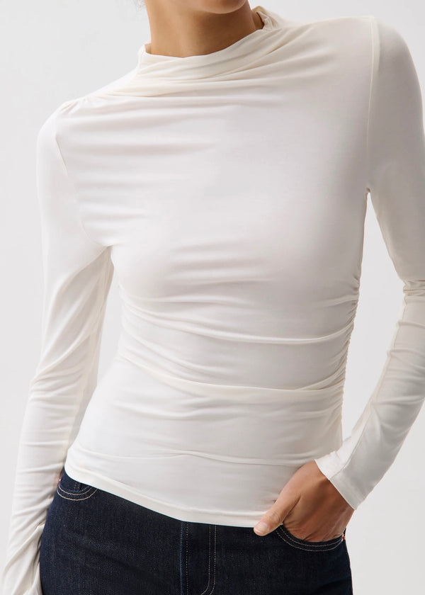 PISTOLA NATHALIA DRAPED MOCK NECK - SOFT WHITE