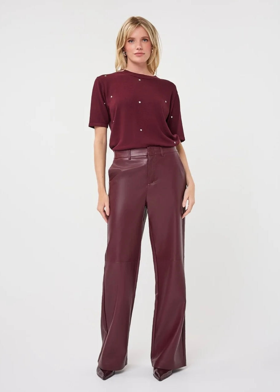 ESQUALO TROUSERS WIDE PU - MERLOT
