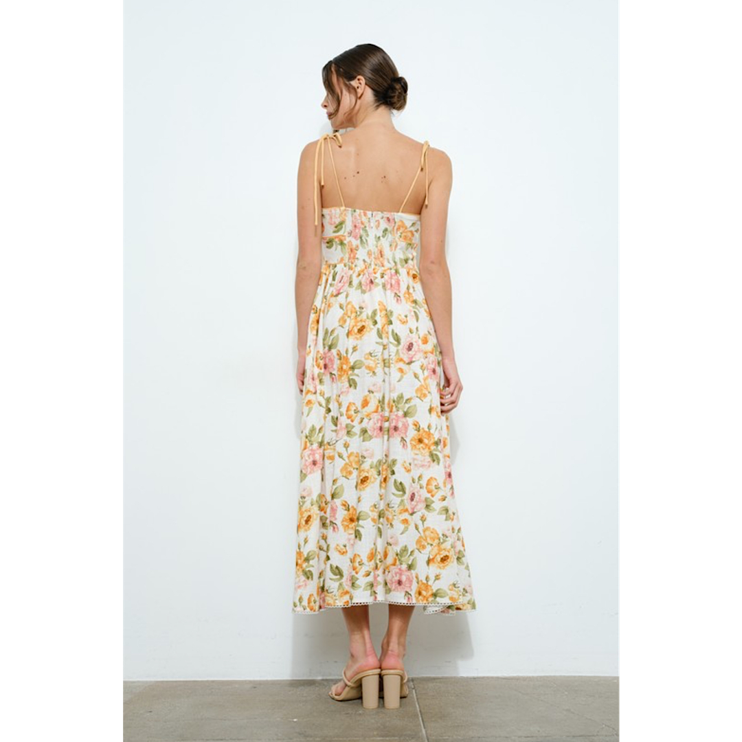 FEELING FLIRTY FLORAL MIDI DRESS