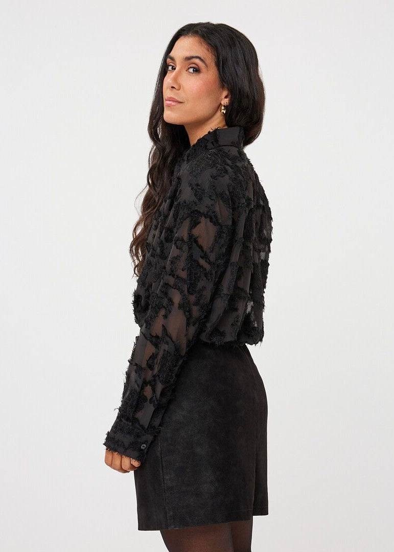 ESQUALO BLOUSE OVERSIZED BASIC PLUMETIS - BLACK