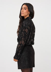 ESQUALO BLOUSE OVERSIZED BASIC PLUMETIS - BLACK