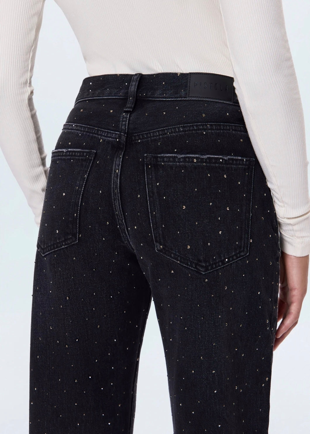 PISTOLA LEXI MID RISE BOWED STRAIGHT JEAN - SILVER SCREEN