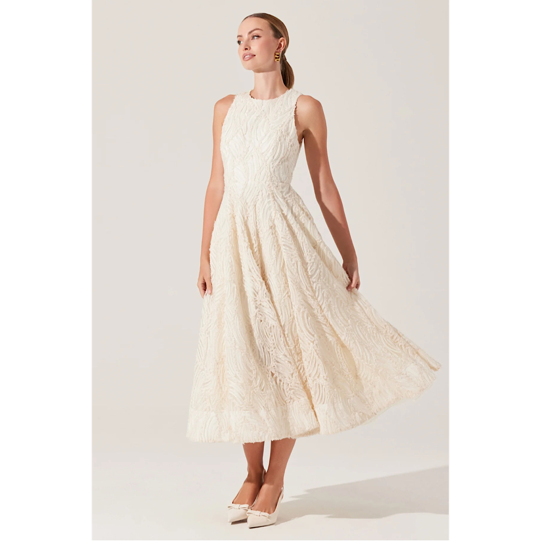 ASTR THE LABEL LILLEMOR 3D TEXTURED MIDI DRESS - CREAM