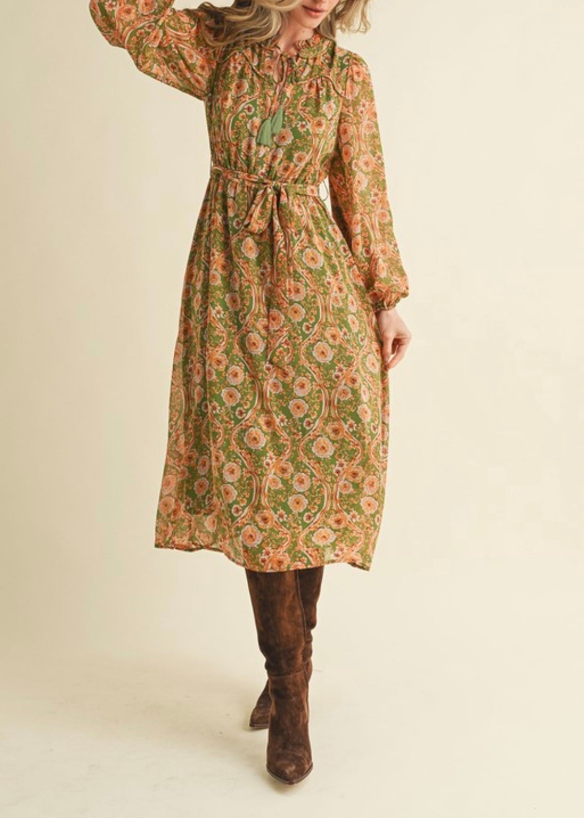THE HALL FLORAL MIDI DRESS