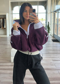 FREE PEOPLE MOVEMENT MOUNTAIN HIGH 1/2 ZIP - BLACK CHERRY COMBO