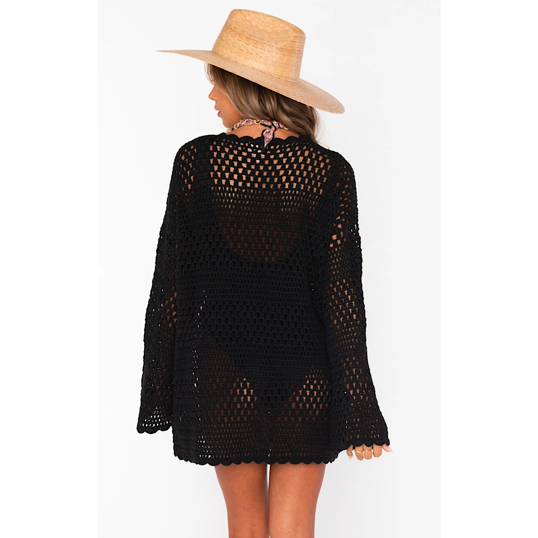 SHOW ME YOUR MUMU PAULA PULLOVER - BLACK CROCHET