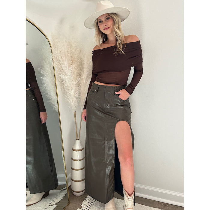 THE MEADOW LEATHER MAXI SKIRT