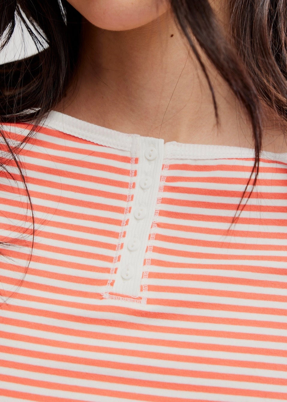 FREE PEOPLE MORNING PAGES HENLEY - CORAL COMBO
