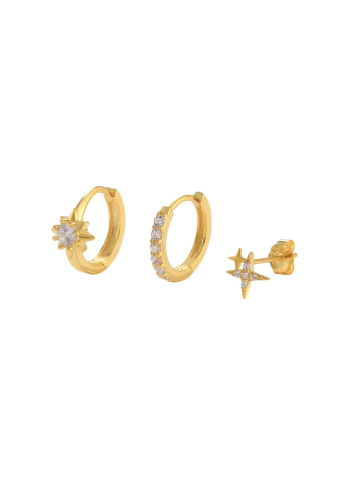 PAVE STARBURST TRIO EARRING SET