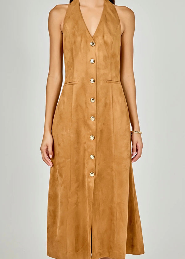 LOOK MY WAY SUEDE MIDI DRESS
