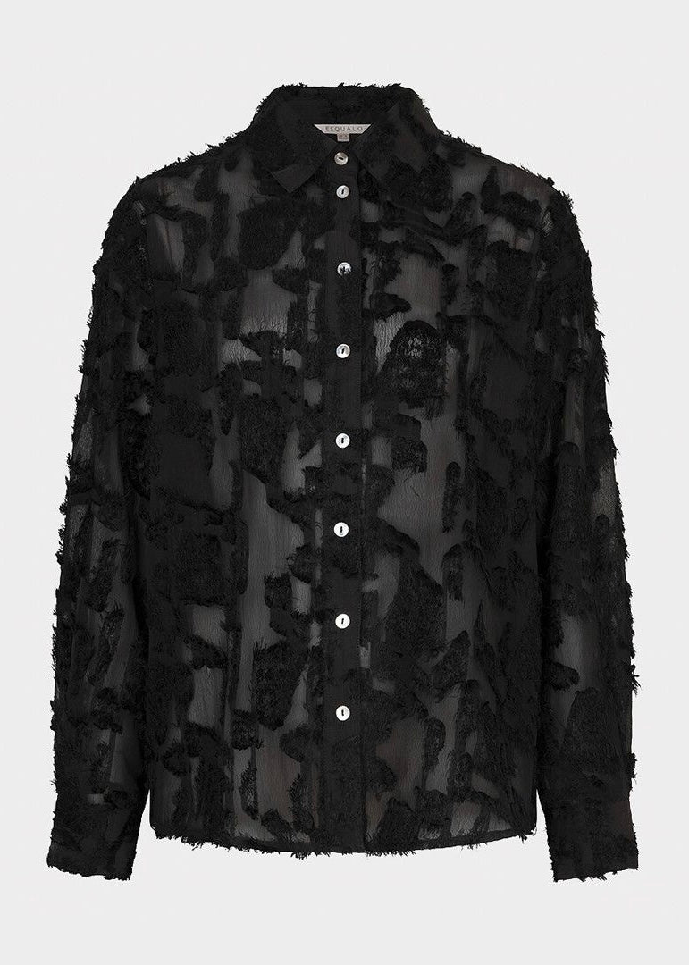 ESQUALO BLOUSE OVERSIZED BASIC PLUMETIS - BLACK