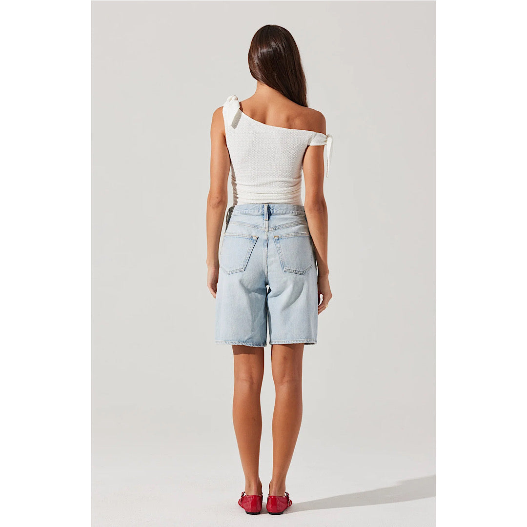 ASTR THE LABEL LORA TEXTURED OFF SHOULDER TOP
