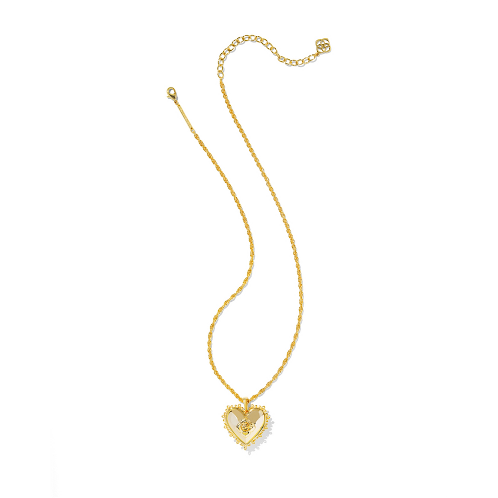 KENDRA SCOTT MALLORY ROSE LOCKET SHORT PENDANT NECKLACE - GOLD