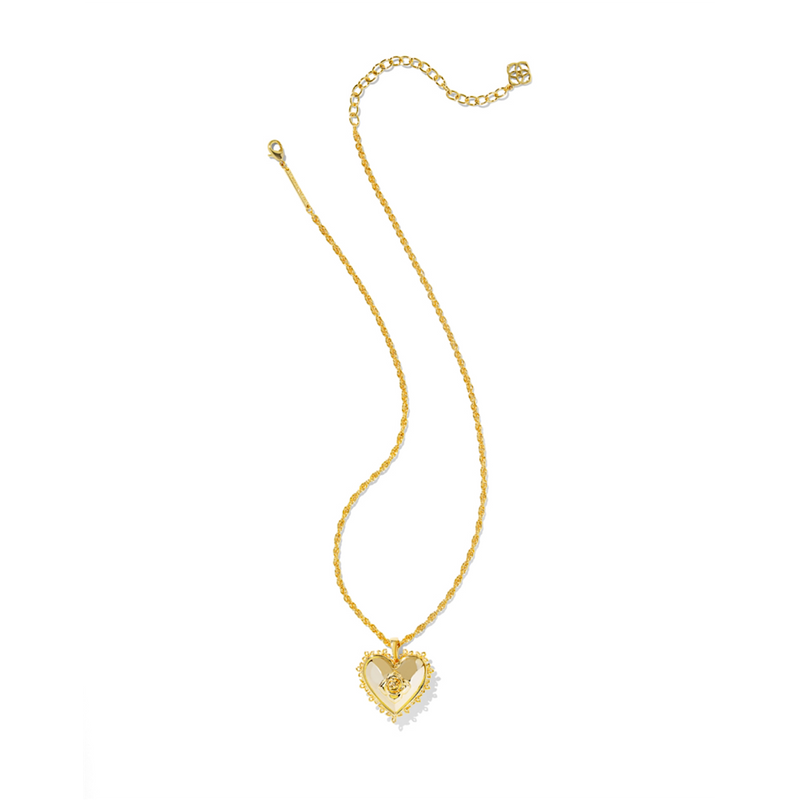 KENDRA SCOTT MALLORY ROSE LOCKET SHORT PENDANT NECKLACE - GOLD