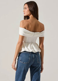ASTR THE LABEL TENNILLE OFF SHOULDER PEPLUM TOP - WHITE