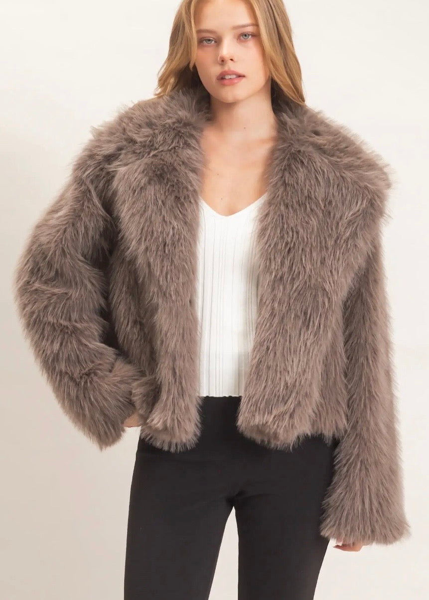 SETTING STANDARDS FAUX FUR JACKET