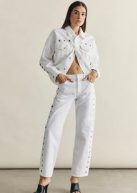 PISTOLA LEXI MID RISE BOWED STRAIGHT JEAN - VIVID WHITE