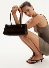 BILLINI NADIA SHOULDER BAG - DARK CHOCOLATE SUEDE