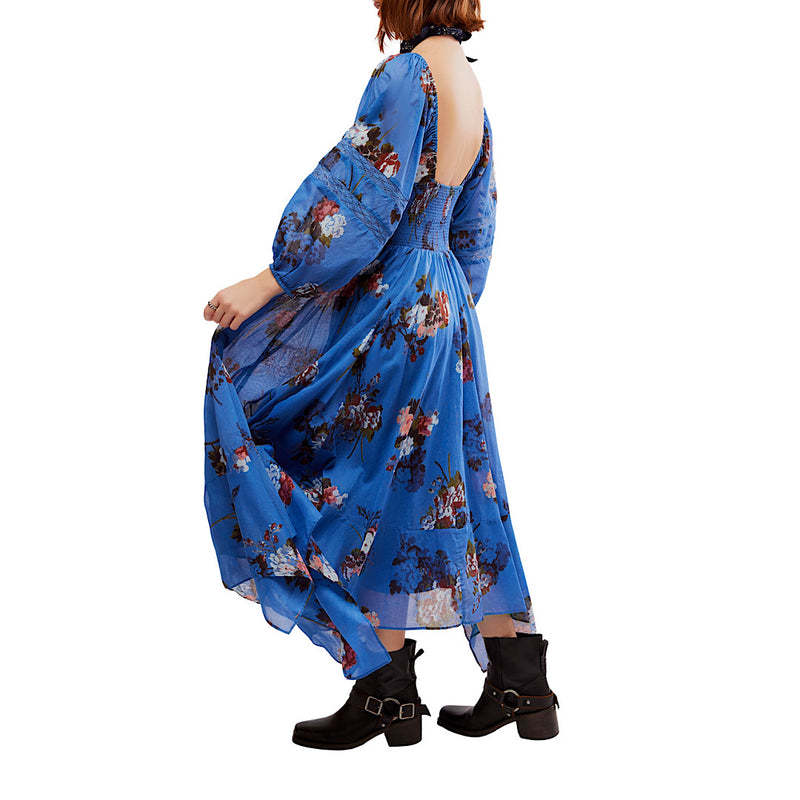 FREE PEOPLE MORNING GLORY MAXI  - DUTCH BLUE COMBO