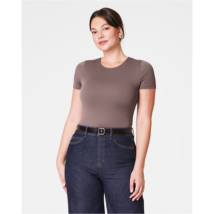 SPANX SMOOTHING JERSEY SS CREW TEE - SMOKE