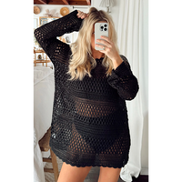 SHOW ME YOUR MUMU PAULA PULLOVER - BLACK CROCHET