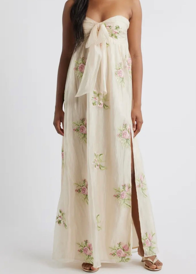 LULUS FIONA EMBROIDERED MAXI DRESS