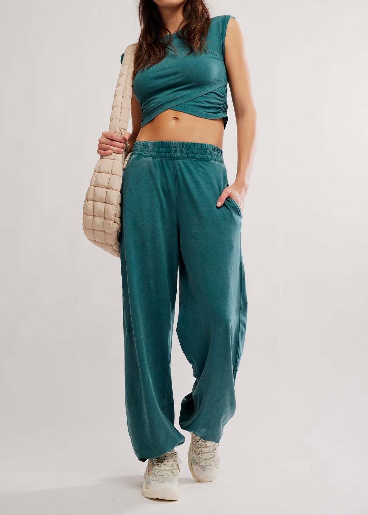 FREE PEOPLE MOVEMENT HOT SHOT CROSSOVER SET - EVERGREEN
