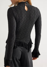 FREE PEOPLE HOPE LONGSLEEVE BLOUSE - BLACK