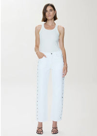 PISTOLA LEXI MID RISE BOWED STRAIGHT JEAN - VIVID WHITE