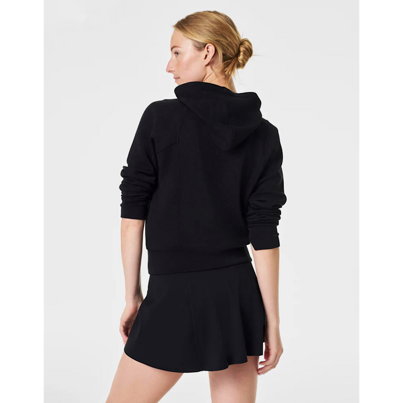 SPANX AIRESSENTIALS FULL ZIP HOODIE - VERY BLACK