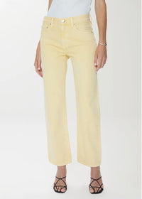 PISTOLA LEXI MID RISE BOWED STRAIGHT JEAN - DAY GLOW
