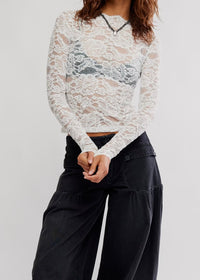 FREE PEOPLE RAISING EYEBROWS LACE TOP - CLEAN IVORY