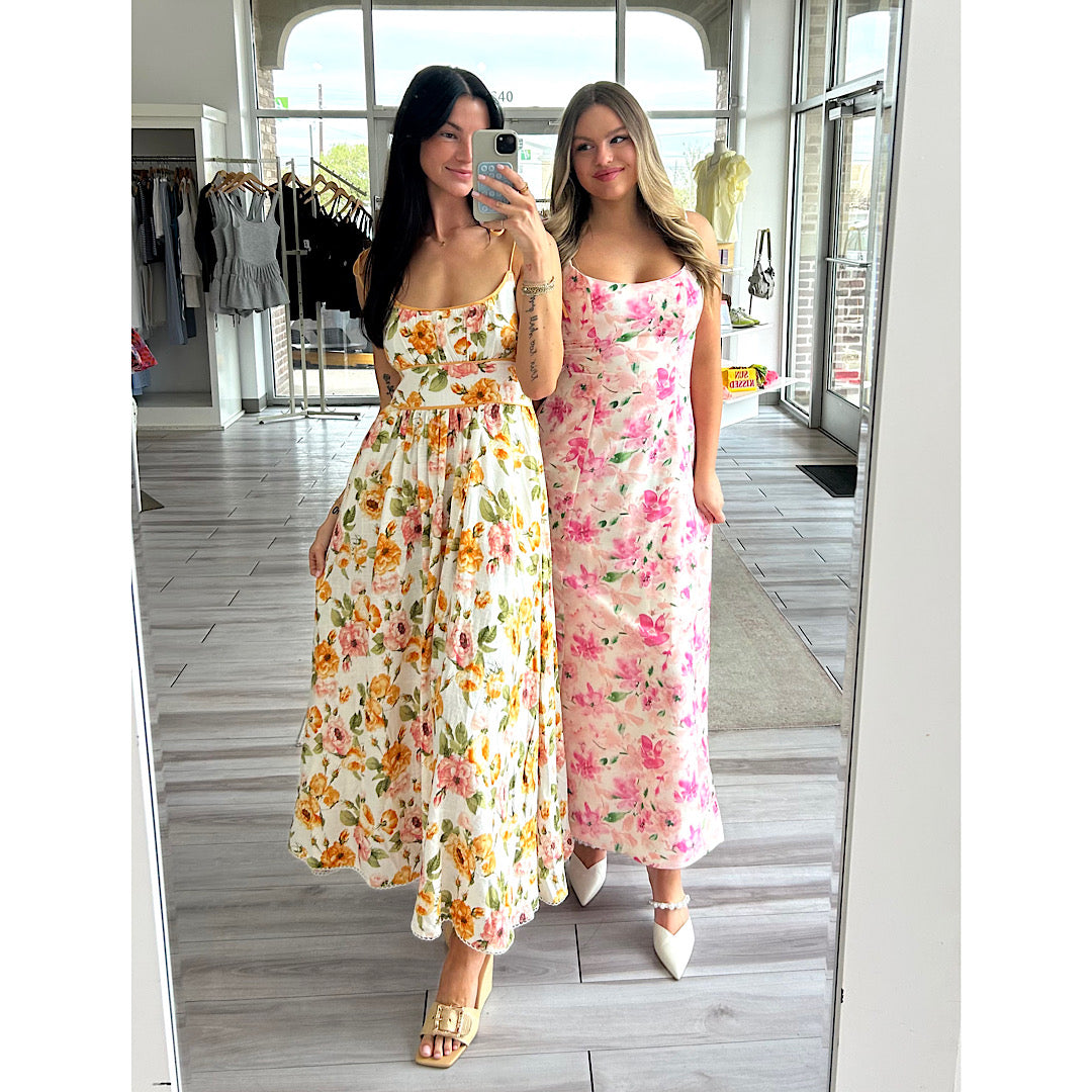 FEELING FLIRTY FLORAL MIDI DRESS