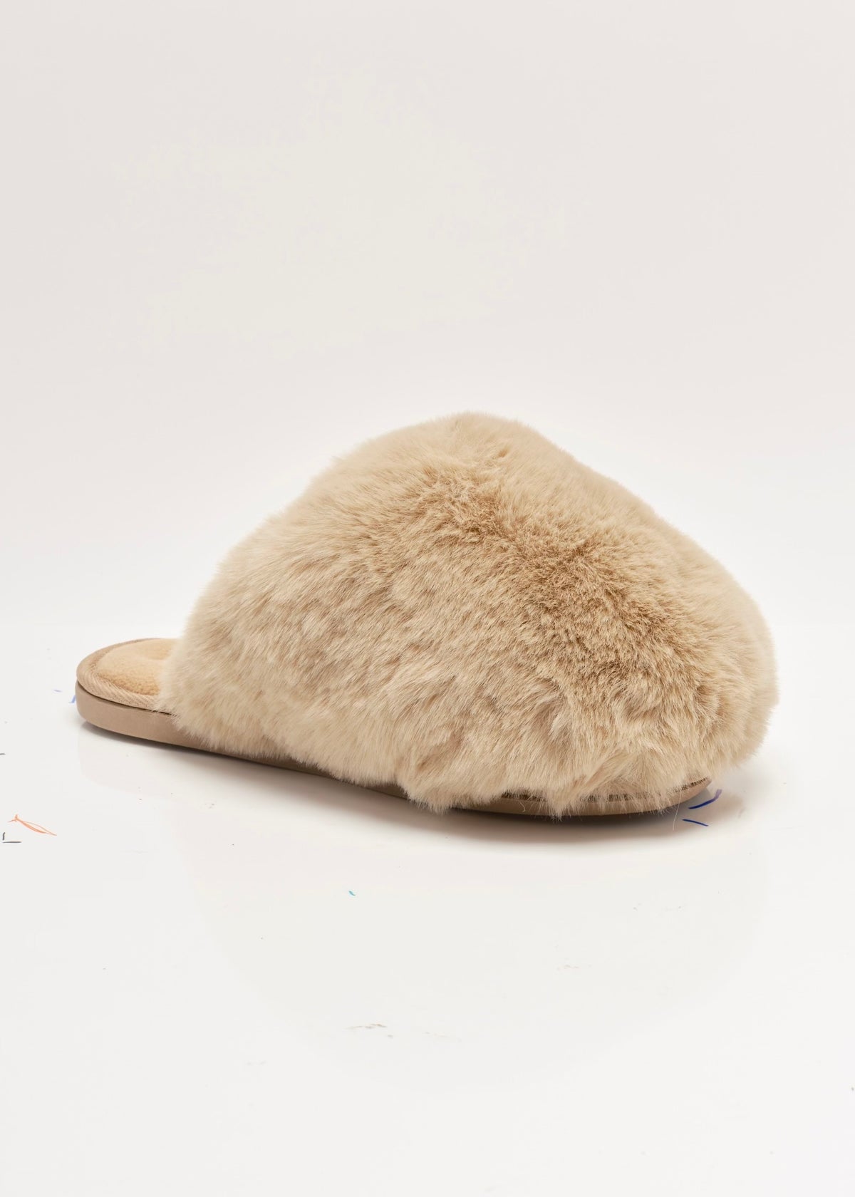 FREE PEOPLE SNOWBALL SLIPPER - TAUPE FAUX FUR