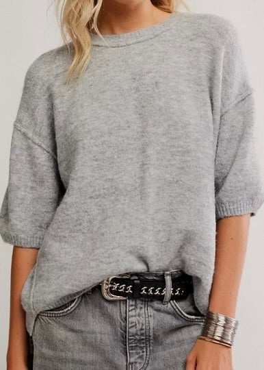 FREE PEOPLE MARGOT SWEATER TEE - HEATHER GREY