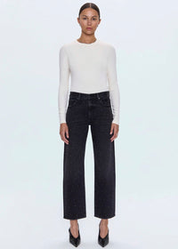 PISTOLA LEXI MID RISE BOWED STRAIGHT JEAN - SILVER SCREEN