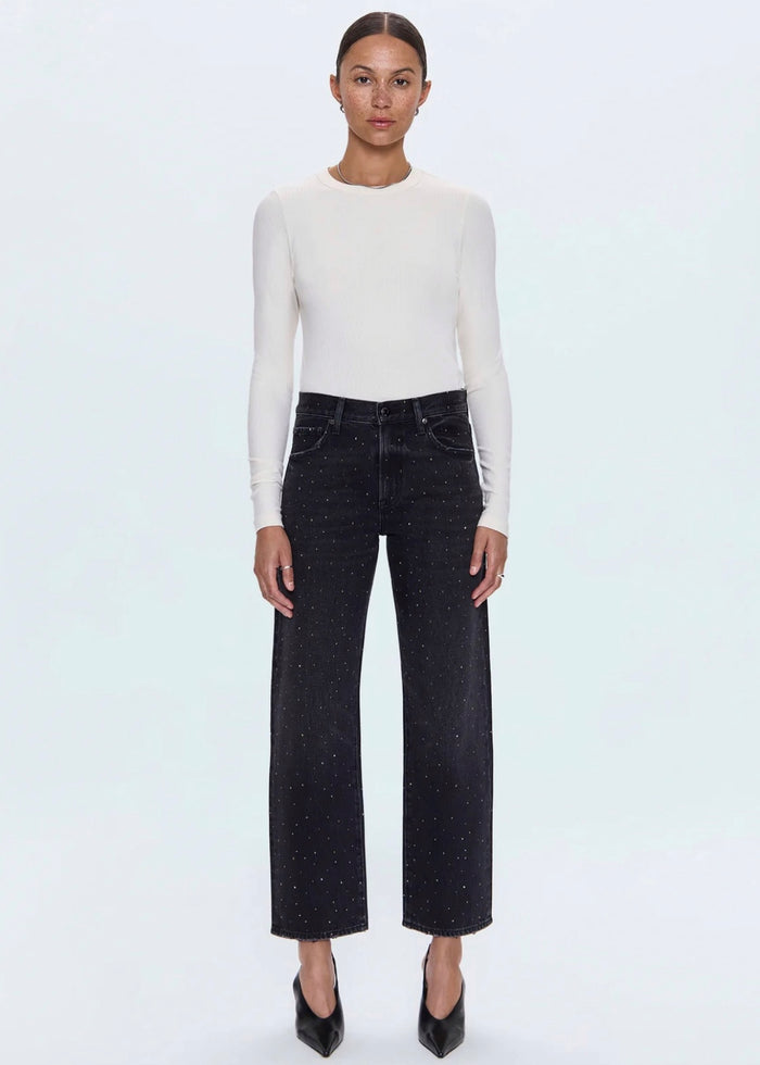 PISTOLA LEXI MID RISE BOWED STRAIGHT JEAN - SILVER SCREEN