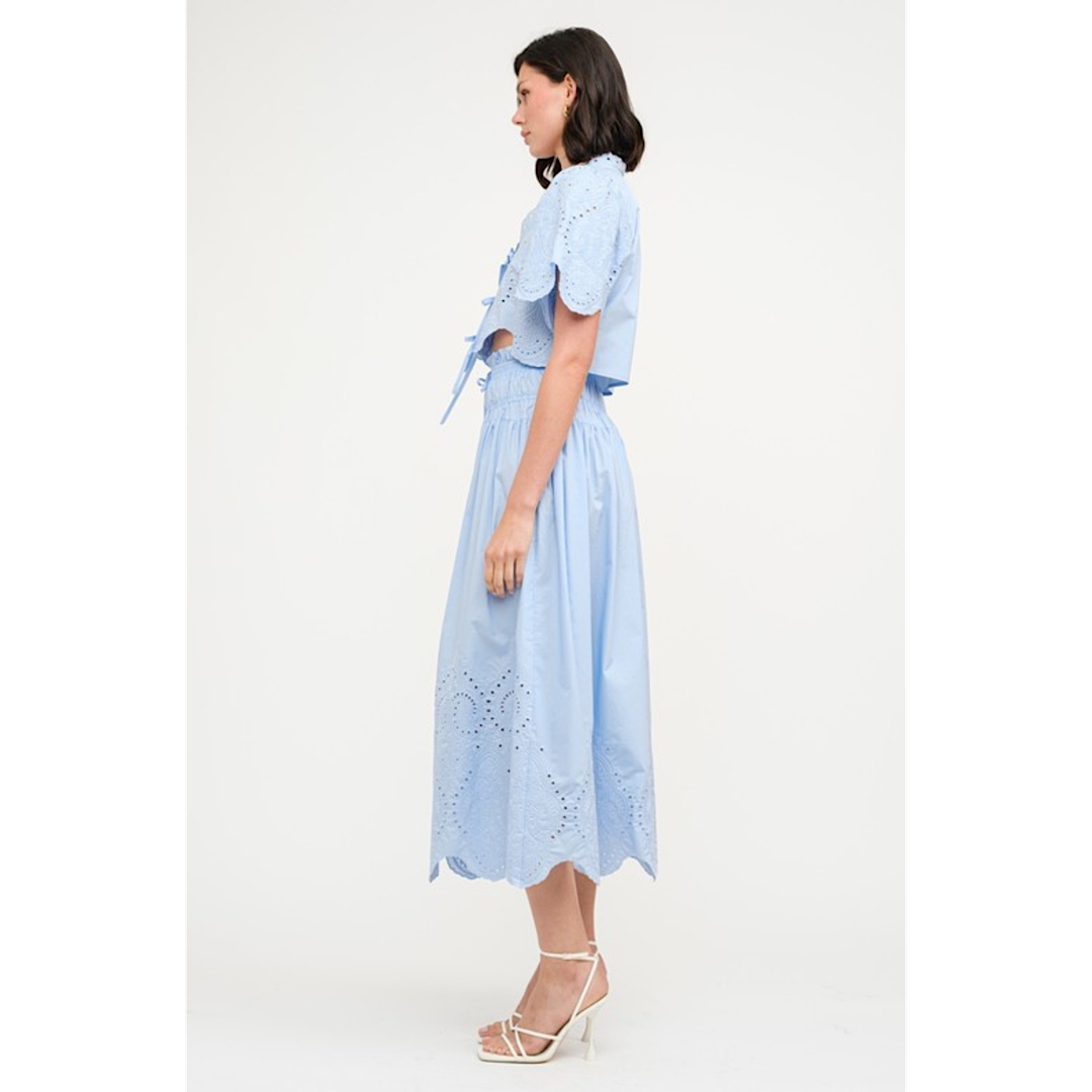 THE MARGOT EYELET MIDI SKIRT