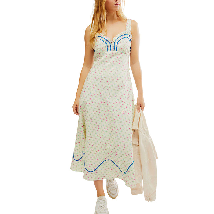 FREE PEOPLE THE SWEET HEART MIDI DRESS - IVORY COMBO