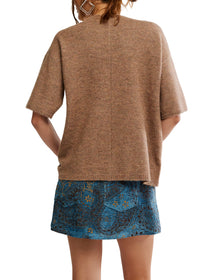 FREE PEOPLE MARGOT SWEATER TEE - BROWNIE MELANGE