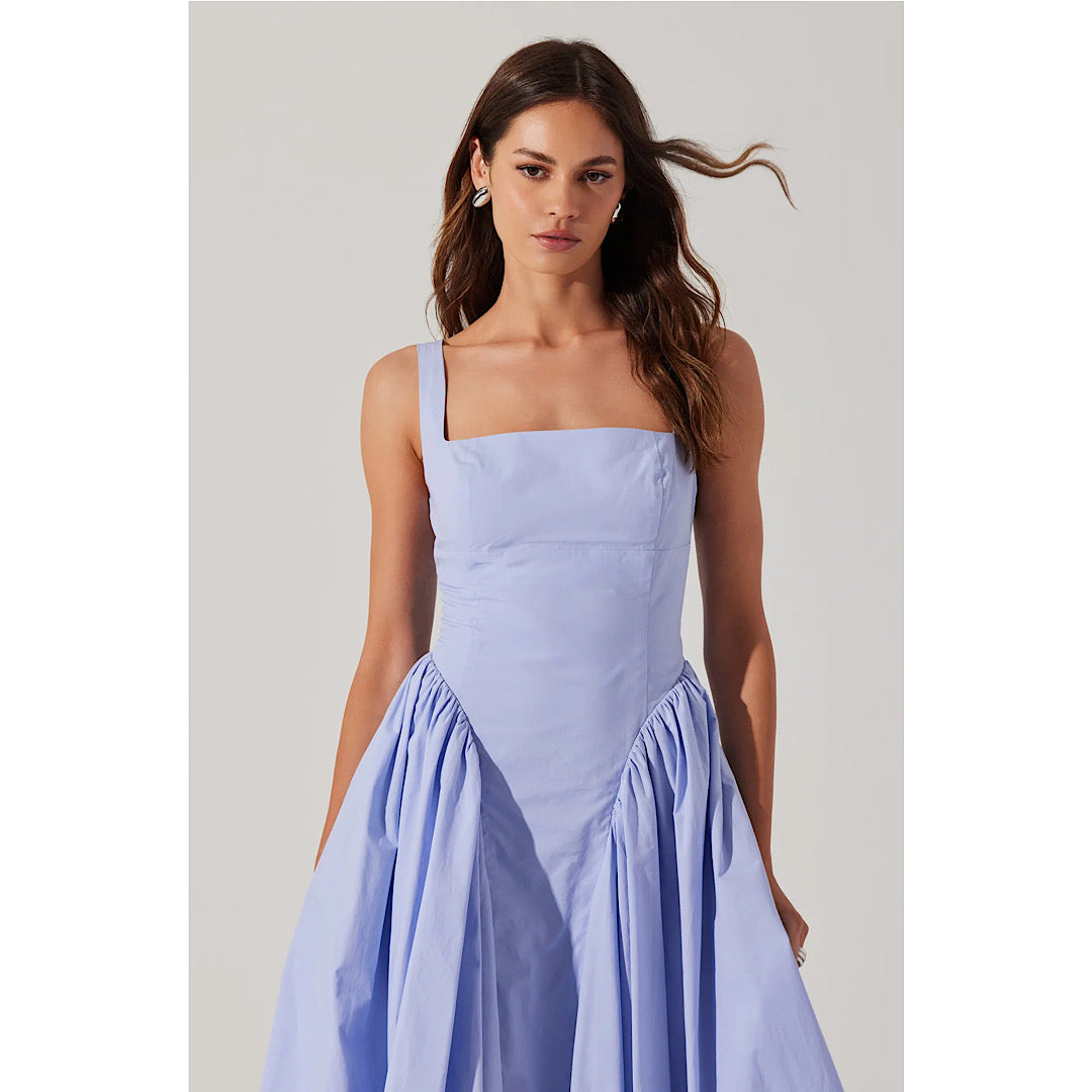 ASTR THE LABEL VINYA POPLIN DROP WAIST DRESS