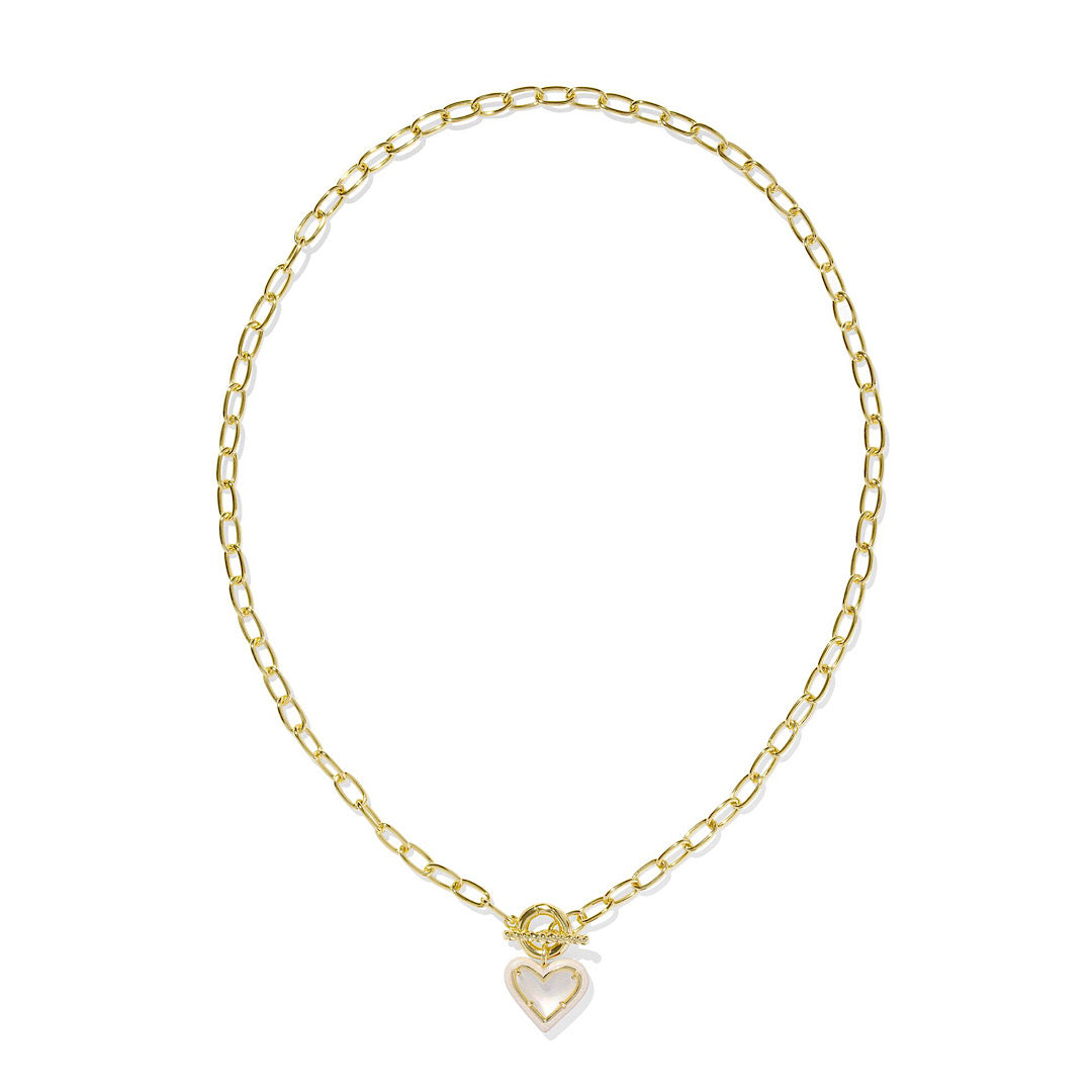 KENDRA SCOTT ARI HEART ENAMEL FRAME LINK AND CHAIN NECKLACE