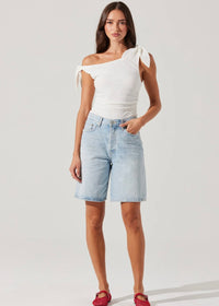 ASTR THE LABEL LORA TEXTURED OFF SHOULDER TOP