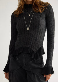 FREE PEOPLE HOPE LONGSLEEVE BLOUSE - BLACK