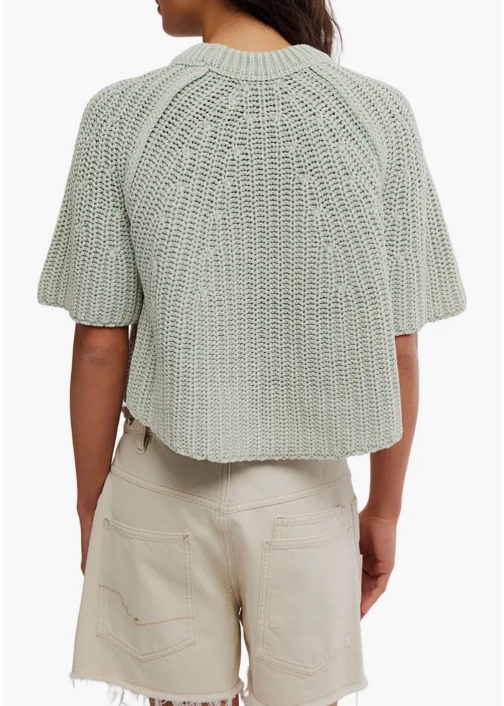 FREE PEOPLE AMY SWEATER TEE - CAMEO GREEN