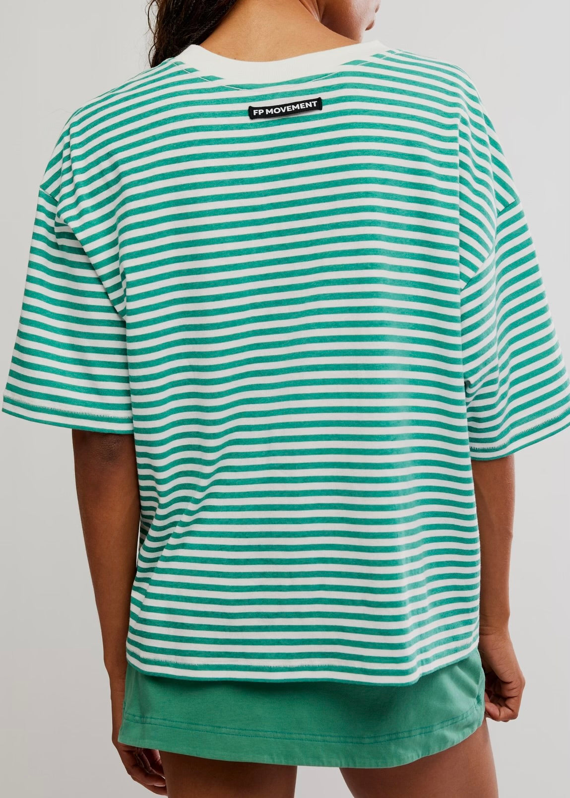 FREE PEOPLE MOVEMENT STRIPE TACKLE TEE - COURT STRIPE GREEN